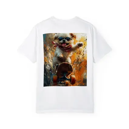 Cool Dog Skateboarding Colorful Abstract Background