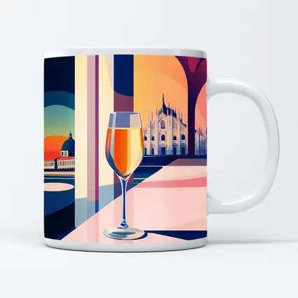Aperol Spritz Glass Milan Duomo Illustration