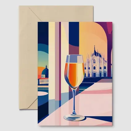 Aperol Spritz Glass Milan Duomo Illustration