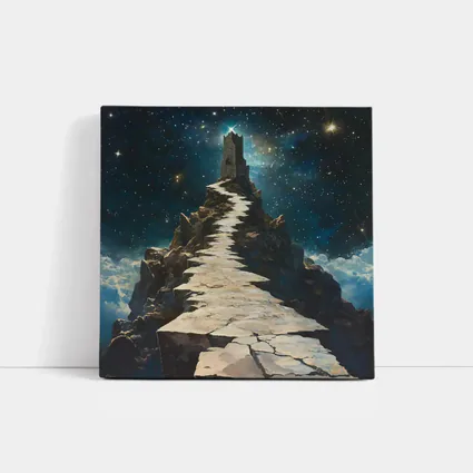 Stone Path Tower Starry Night Fantasy
