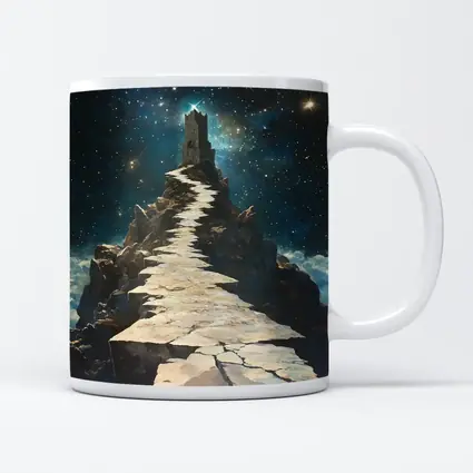 Stone Path Tower Starry Night Fantasy