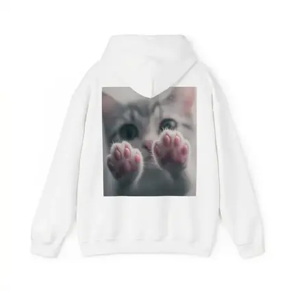 Cute Kitten Paws Up Gray Background