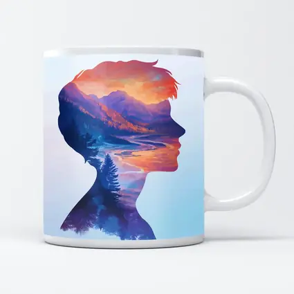 Double Exposure Woman Silhouette Mountain Landscape