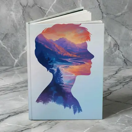 Double Exposure Woman Silhouette Mountain Landscape