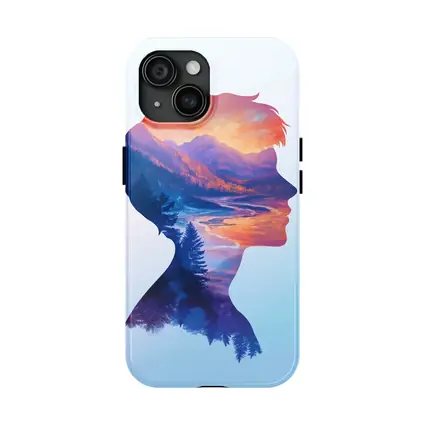 Double Exposure Woman Silhouette Mountain Landscape
