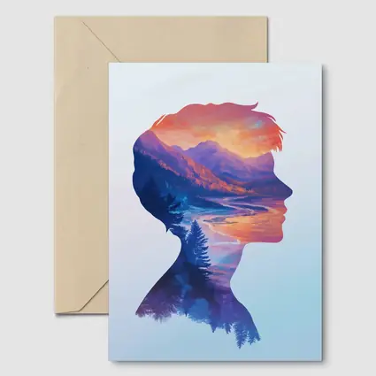 Double Exposure Woman Silhouette Mountain Landscape