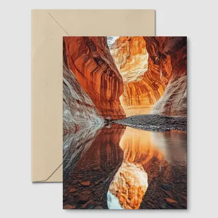 Slot Canyon Red Rock Water Reflection