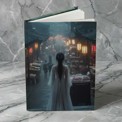 Woman in White Dress Misty Ancient Chinese Street