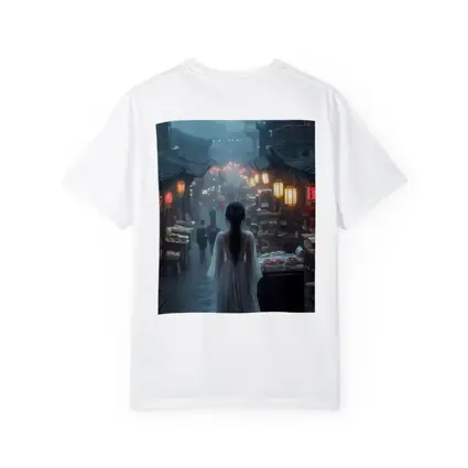 Woman in White Dress Misty Ancient Chinese Street