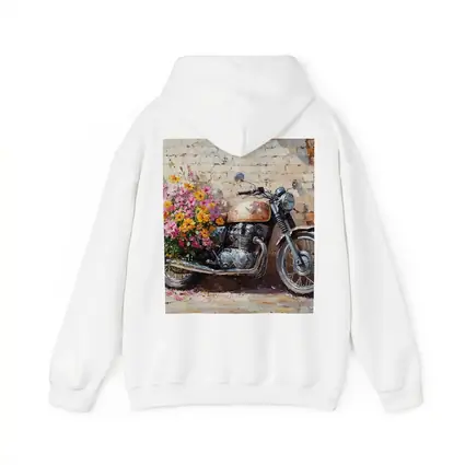 Vintage Cafe Racer Motorcycle Floral Oil Painting
