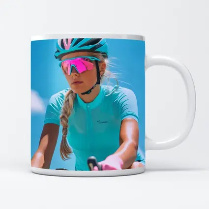 Female Cyclist Racing Gear Blue Sky