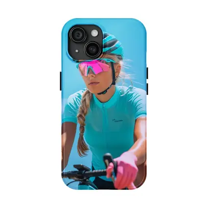 Female Cyclist Racing Gear Blue Sky