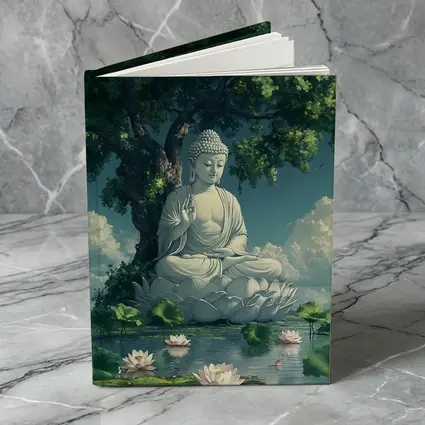 Buddha Statue Lotus Pond Serene Tree