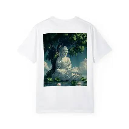 Buddha Statue Lotus Pond Serene Tree