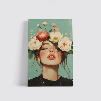 Woman With Peonies Floral Crown Painting