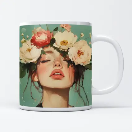 Woman With Peonies Floral Crown Painting