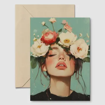 Woman With Peonies Floral Crown Painting