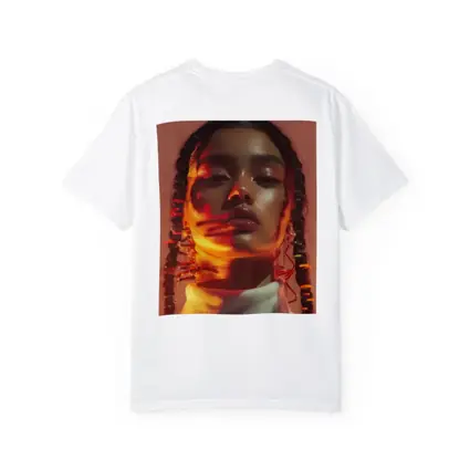 Young Woman Braids Warm Orange Glow Portrait