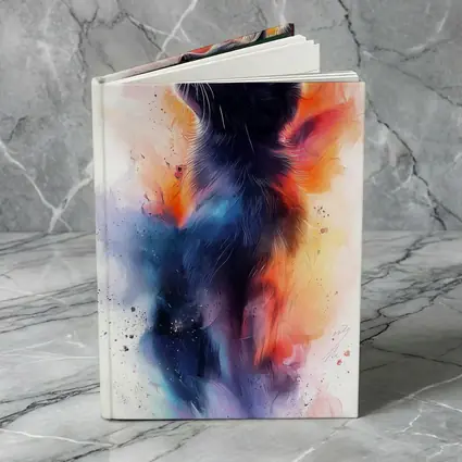 Black Cat Watercolor Abstract Colorful Splash Art