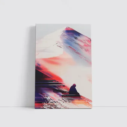 Lone Figure Glitch Art Mountain Abstract