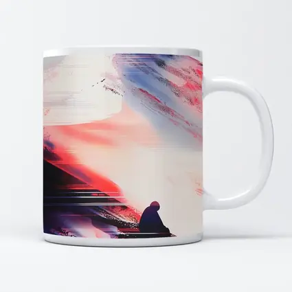 Lone Figure Glitch Art Mountain Abstract