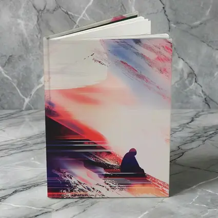 Lone Figure Glitch Art Mountain Abstract