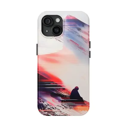 Lone Figure Glitch Art Mountain Abstract