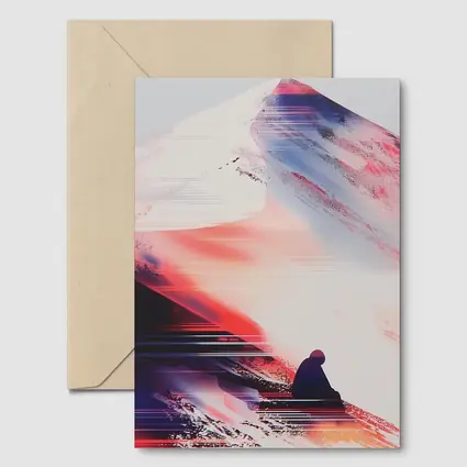 Lone Figure Glitch Art Mountain Abstract