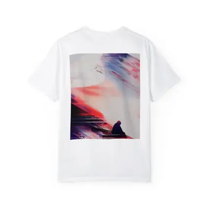 Lone Figure Glitch Art Mountain Abstract