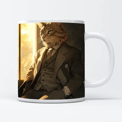 Dapper Orange Cat Suit Anime Art