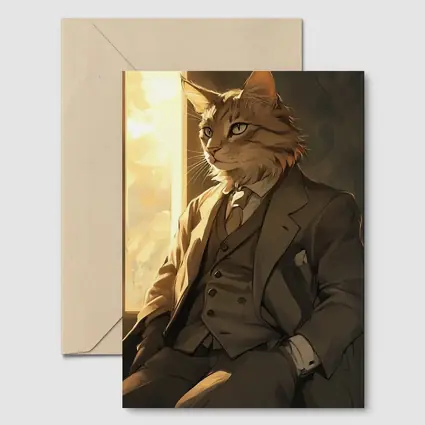 Dapper Orange Cat Suit Anime Art