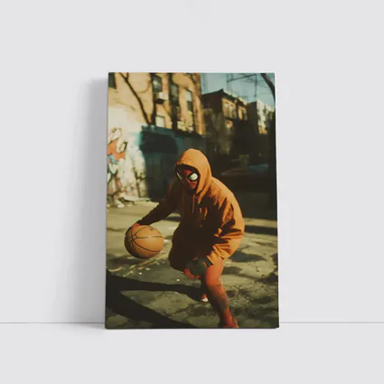 Spider-Man Dribbling Basketball On Urban Street