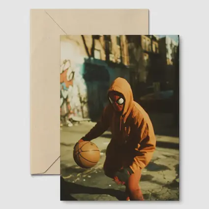 Spider-Man Dribbling Basketball On Urban Street