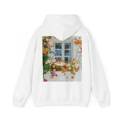Orange Pink Roses Climbing White Wall Window