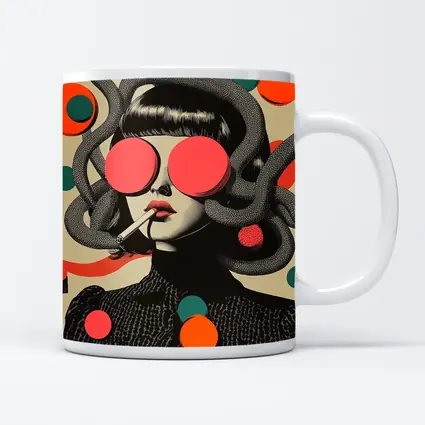 Retro Pop Art Woman Smoking Surreal Collage