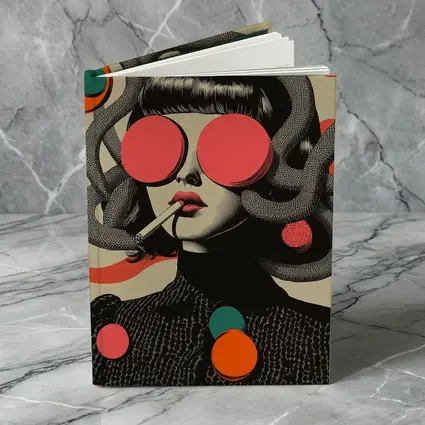 Retro Pop Art Woman Smoking Surreal Collage
