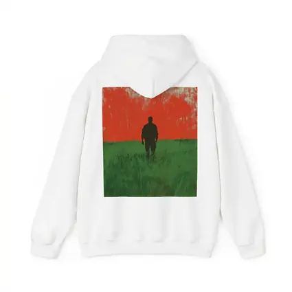 Soldier Silhouette Standing In Red Green Field