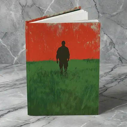 Soldier Silhouette Standing In Red Green Field