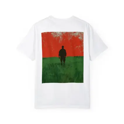 Soldier Silhouette Standing In Red Green Field