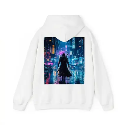 Cyberpunk Samurai Neon Rainy City Street