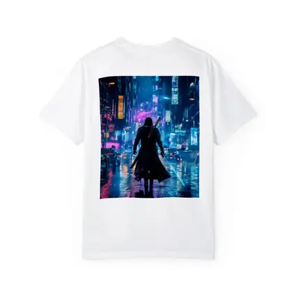 Cyberpunk Samurai Neon Rainy City Street