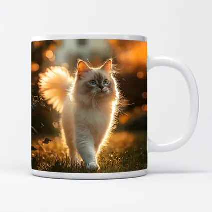 Ragdoll Cat Walking in Golden Garden