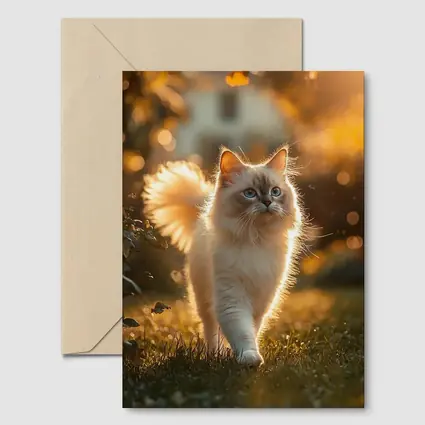 Ragdoll Cat Walking in Golden Garden