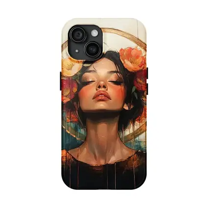 Woman Floral Crown Gold Halo Oil Painting