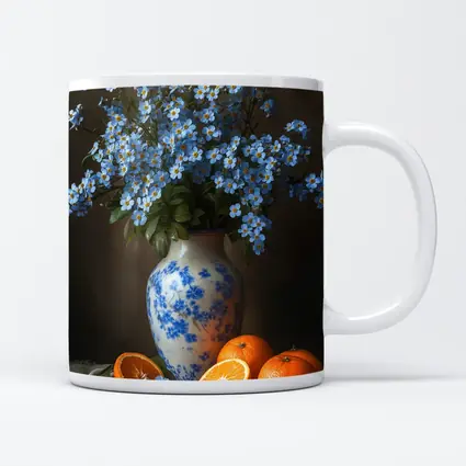 Forget Me Not Flowers Blue Vase Oranges