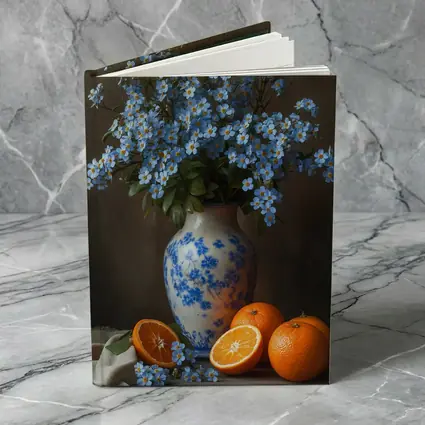 Forget Me Not Flowers Blue Vase Oranges