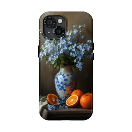 Forget Me Not Flowers Blue Vase Oranges