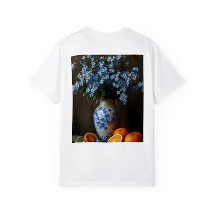Forget Me Not Flowers Blue Vase Oranges