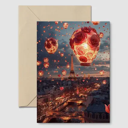 Eiffel Tower Paris Rose Hot Air Balloons