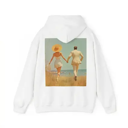 Couple Holding Hands Walking Toward Ocean